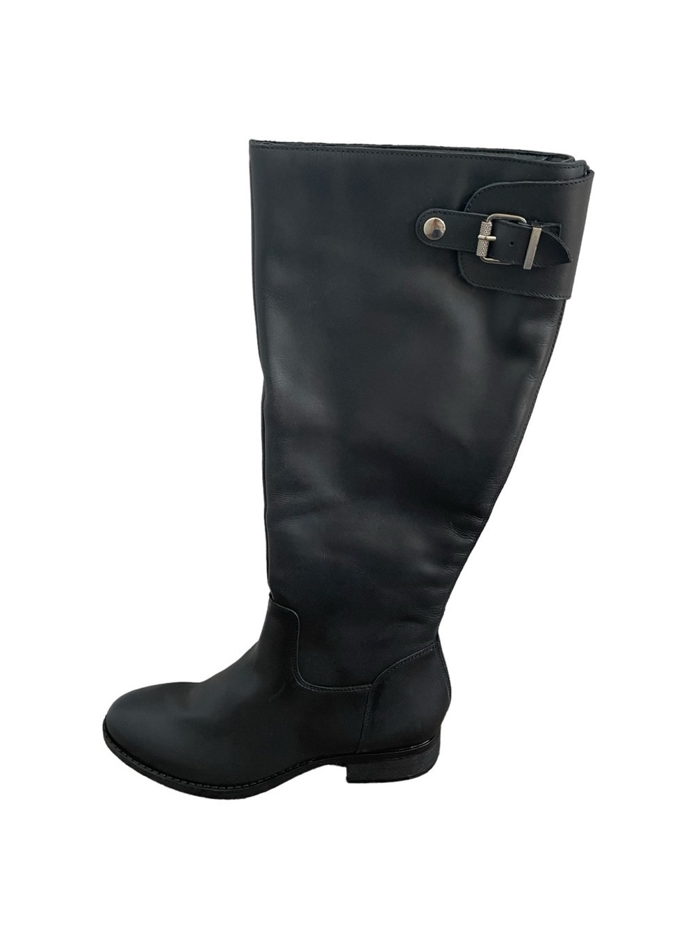 Steve Madden Edie Knee High Riding Boot Black Size 9.5 Moto Metallic Leather
